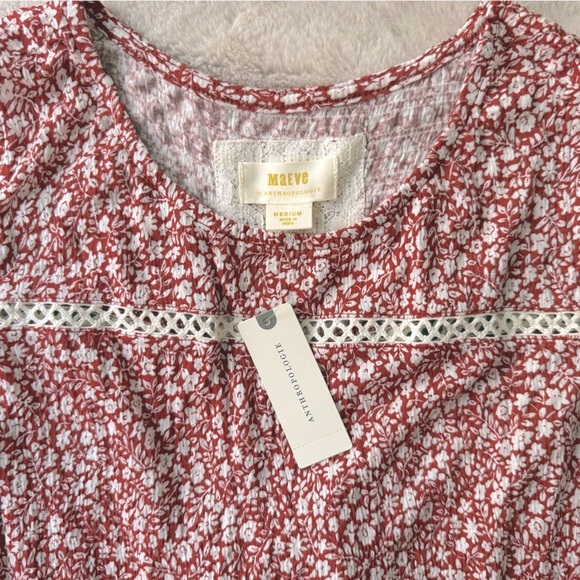 NWT Anthropologie Maeve Floral Lace Ruffle Tank Red White Size M - Picture 5 of 8